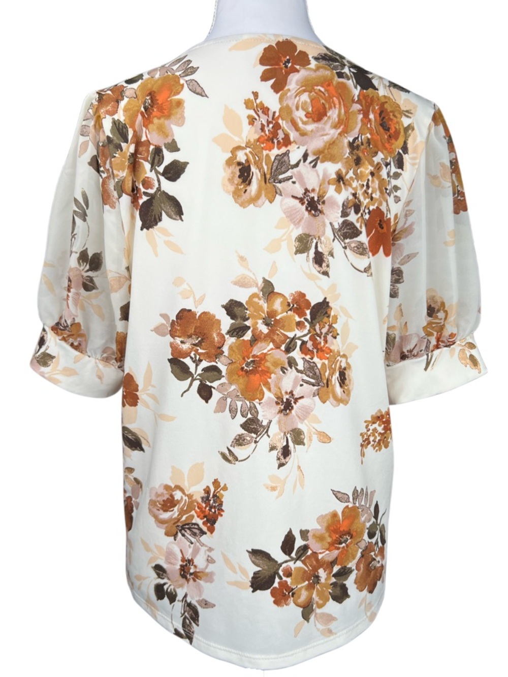 Perception Concept Floral Ruffle Blouse Women’s Small Ivory Sheer Button Front - Picture 4 of 6